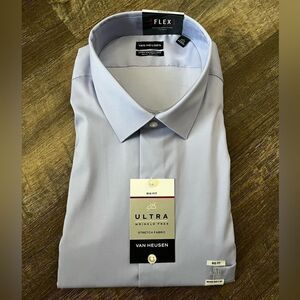 men's van heusen slim-fit traveler hidden button-down collar dress shirt Van Heusen Men's Dress Shirt Regular Fit Ultra Wrinkle Free FLEX Collar Stretch Solid